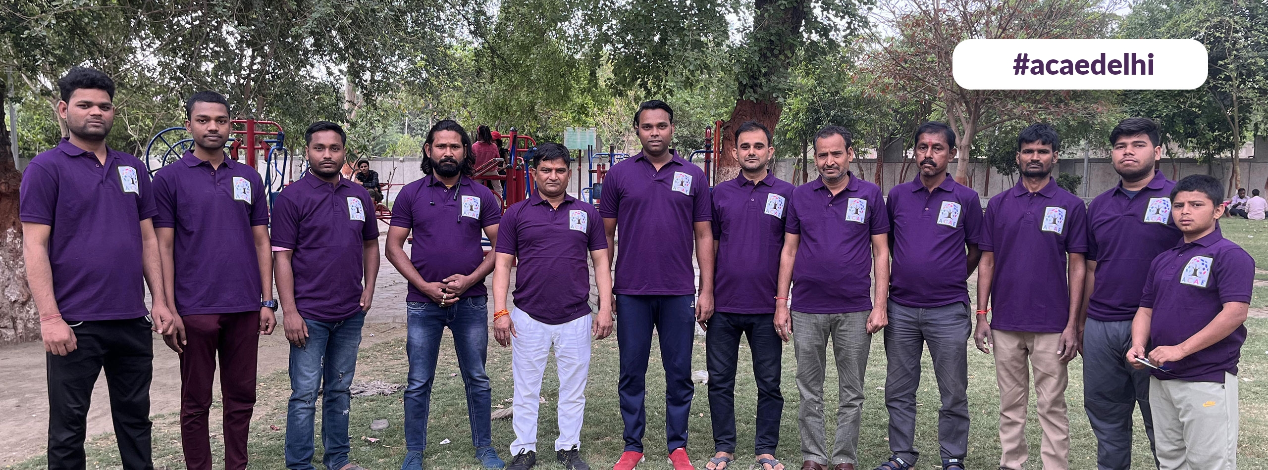 ACAE Delhi volunteers meet in a park.